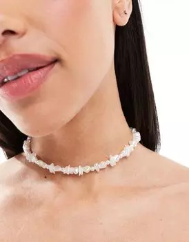 Колье-чокер ASOS DESIGN с искусственной стружкой и жемчугом
