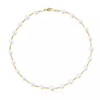 Колье-чокер Tous Tube Cultured Pearls Gloss, позолоченное серебро/жемчуг