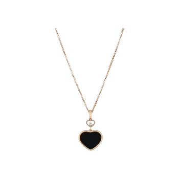 Колье Chopard Happy hearts из розового золота с бриллиантами и ониксом
