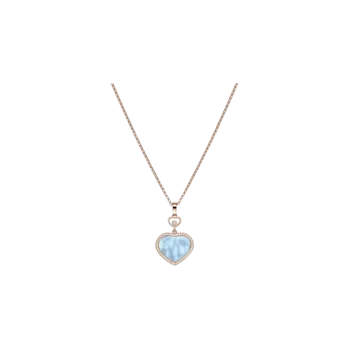 Колье Chopard Happy hearts из розового золота с бриллиантами и бирюзовым перламутром
