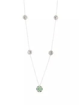 Колье Damasco Station из белого золота с бриллиантами и изумрудом Officina Bernardi, серебряный