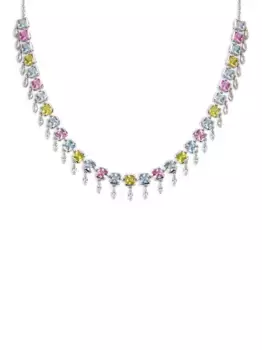 Колье Full Blossom из белого золота с бриллиантами и сапфирами Lark & Berry, серебяный