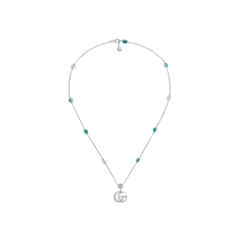 Колье Gucci Marmont из серебра с голубым топазом, перламутром и бирюзой