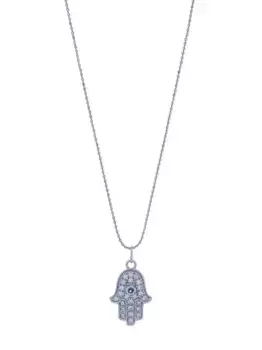 Колье Hamsa из белого золота с бриллиантами и сапфирами Sydney Evan, серебяный