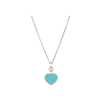Колье happy hearts из розового золота с бриллиантами и бирюзой Chopard