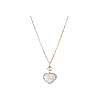 Колье happy hearts из розового золота с подвеской в виде сердца из розового золота, бриллиантами и перламутром Chopard