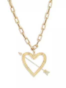 Колье Heart and Arrow из желтого золота с бриллиантами Adina Reyter, золотой