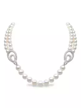 Колье из 18-каратного белого золота с пресноводным жемчугом и бриллиантами Yoko London, серебяный