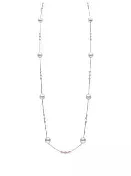 Колье из 18-каратного розового золота с жемчугом Акойя и бриллиантами Yoko London, золотой