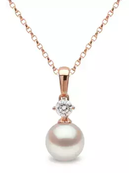 Колье из розового золота с жемчугом и бриллиантами Yoko London, розовый