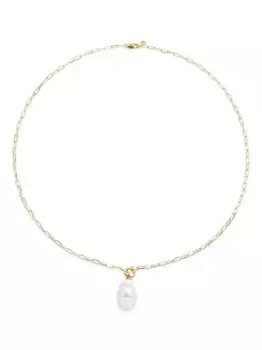 Колье из желтого золота с жемчугом Monica Vinader, золотой