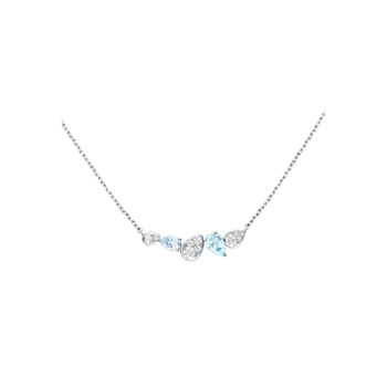 Колье josephine ronde d'aigrettes из белого золота с бриллиантами и аквамарином Chaumet