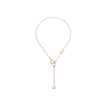 Колье-Лариат телесного цвета из розового и белого золота с жемчугом, белыми топазами и бриллиантами Pomellato