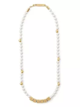 Колье Letterblock с искусственным жемчугом AMBUSH, золотой