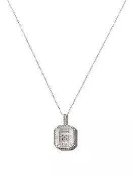 Колье M Initial из белого золота с бриллиантами Mateo, серебряный