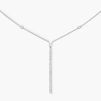 Колье Messika Gatsby Vertical Bar, белое золото/бриллианты