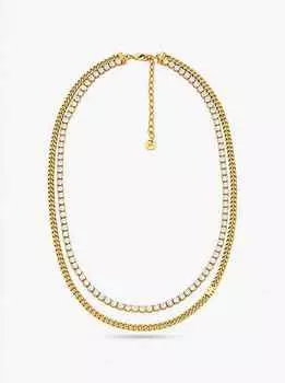Колье Michael Kors Metal-Plated Brass Double Chain Tennis, золото