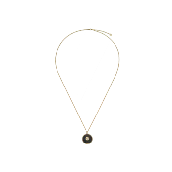 Колье на длинной цепочке Gucci Interlocking из желтого золота и оникса