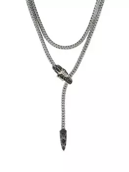 Колье Naga Lariat из золота и серебра с бриллиантами и сапфирами John Hardy, серебряный
