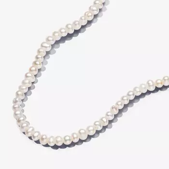 Колье Pandora Essence Treated Freshwater Cultured Pearls T-Bar Necklace, белый/золото