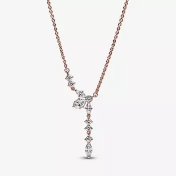 Колье Pandora Sparkling Herbarium Cluster Drop, розовое золото