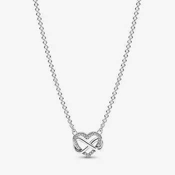 Колье Pandora Sparkling Infinity Heart, 19,7 дюйма, серебро