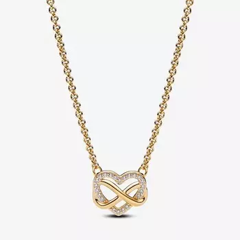 Колье Pandora Sparkling Infinity Heart, 19,7 дюйма, позолоченный