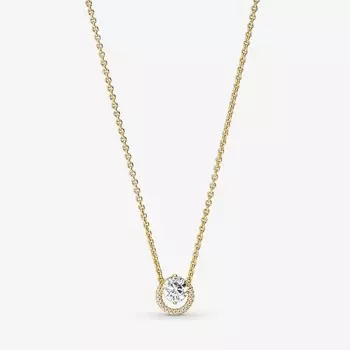 Колье Pandora Sparkling Round Halo Pendant, позолоченный