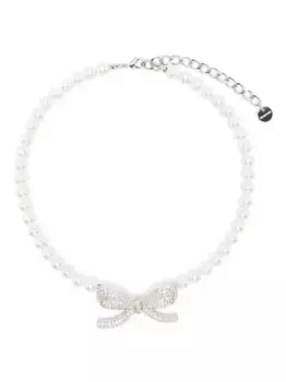 Колье Pearl Bow Self-Portrait, серебяный
