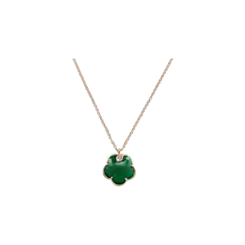 Колье petit joli из розового золота с цветком зеленого агата, белыми бриллиантами и бриллиантами цвета шампанского Pasquale Bruni