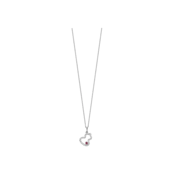 Колье Qeelin Petite wulu из белого золота с бриллиантами и рубинами