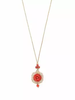 Колье Rose из желтого золота с кораллом Dolce & Gabbana, золотой