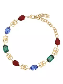 Колье с кристаллами и логотипом Dolce & Gabbana, золотой
