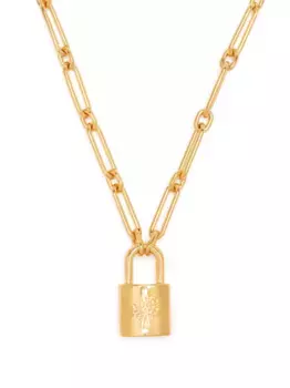 Колье с подвеской с тисненым логотипом Mulberry, золотой
