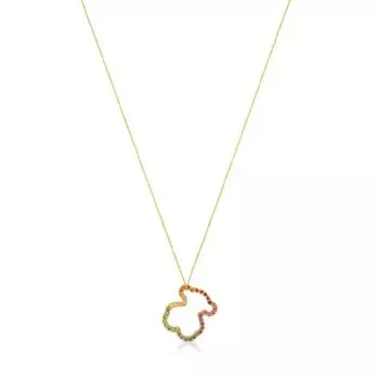 Колье с подвеской Tous Icon Bear Motif, золото/драгоценные камни