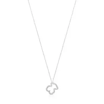 Колье с подвеской Tous Icon Gems With Diamonds 1,15 см Bear Motif, белое золото/бриллианты