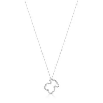 Колье с подвеской Tous Icon Gems With Diamonds 1,6 см Bear Motif, белое золото/бриллианты
