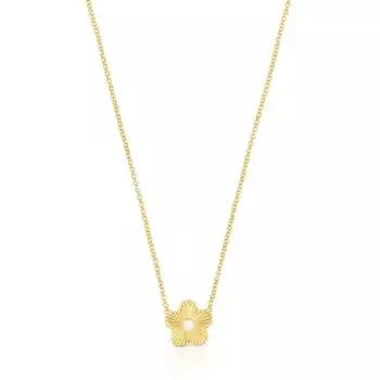 Колье с подвеской Tous Vermeil Floer Cultured Pearl Iris Motif, позолоченное серебро/жемчуг