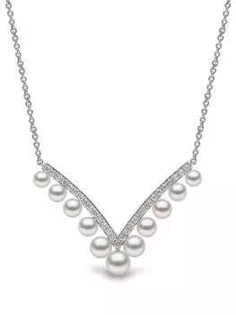 Колье Sleek из белого золота с жемчугом и бриллиантами Yoko London, серебряный