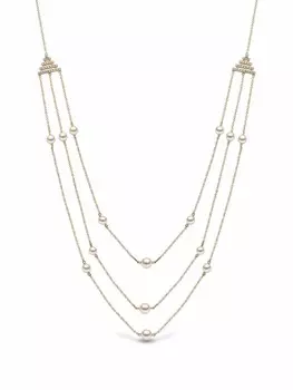 Колье Sleek из желтого золота с жемчугом и бриллиантами Yoko London, золотой