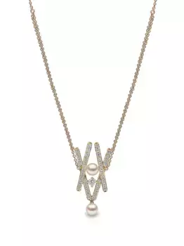 Колье Sleek из желтого золота с жемчугом и бриллиантами Yoko London, золотой