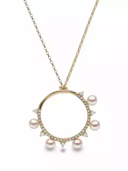 Колье Sleek из желтого золота с жемчугом и бриллиантами Yoko London, золотой