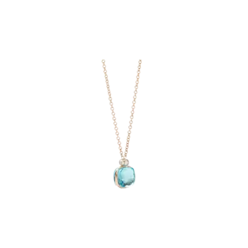 Колье телесного цвета из розового, белого золота, небесно-голубого топаза и бриллиантов Pomellato