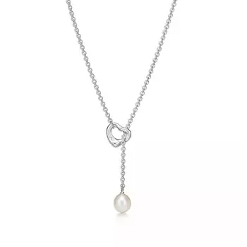Колье Tiffany & Co. Open Heart Lariat, 7.5-8 мм, серебро/жемчуг