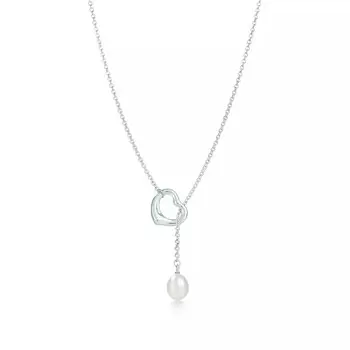 Колье Tiffany & Co. Open Heart Lariat, 9-9.5 мм, серебро/жемчуг