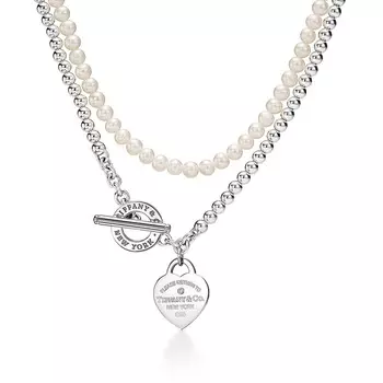 Колье Tiffany & Co. Return to Tiffany Wrap, серебро/жемчуг/бриллиант