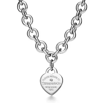 Колье Tiffany & Co. Return to Tiffany Heart Tag, серебро/бриллиант