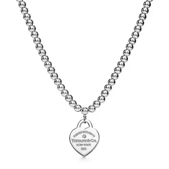 Колье Tiffany & Co. Return to Tiffany Heart Tag Bead, серебро/бриллиант