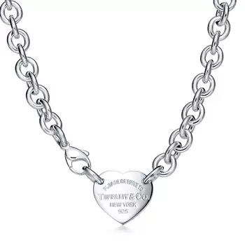 Колье Tiffany & Co. Return to Tiffany Heart Tag Chain Link, серебро