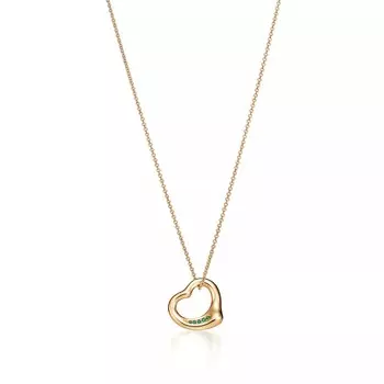 Колье Tiffany & Co. x Elsa Peretti Open Heart, золото/изумруд